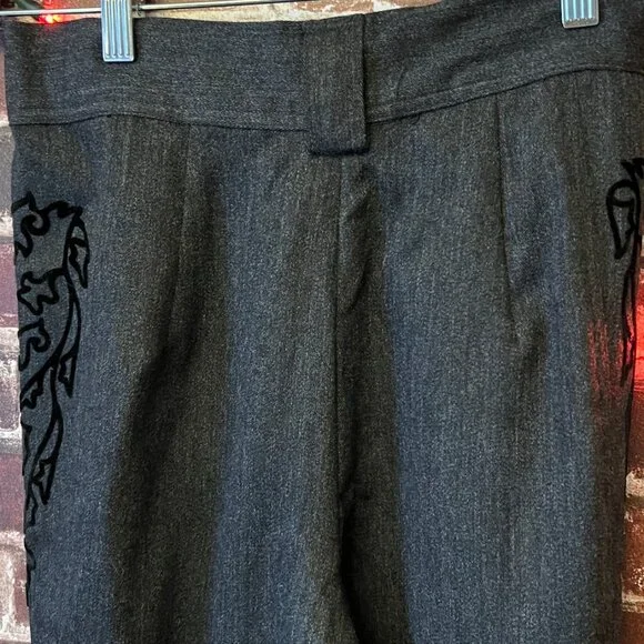 Vintage Made in Italy Pure Wool Pants - High Waist & Floral Detail - Picture 6 of 11